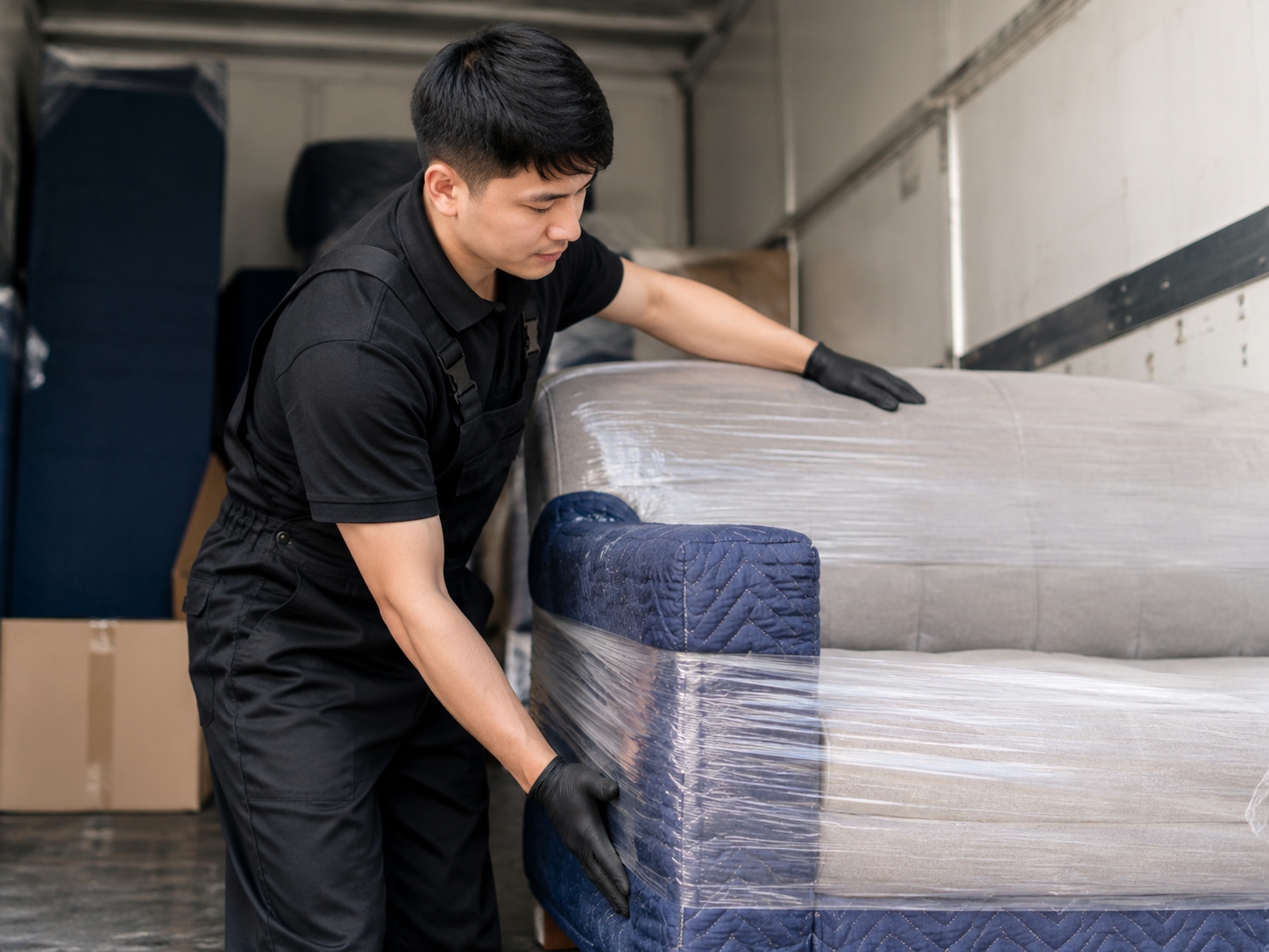 黑色制服家具與大型物品搬運